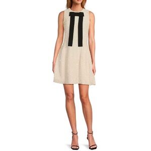 A Loves A Sequin Contrast Bow Round Neck Sleeveless A-Line Flounce Mini Dress S